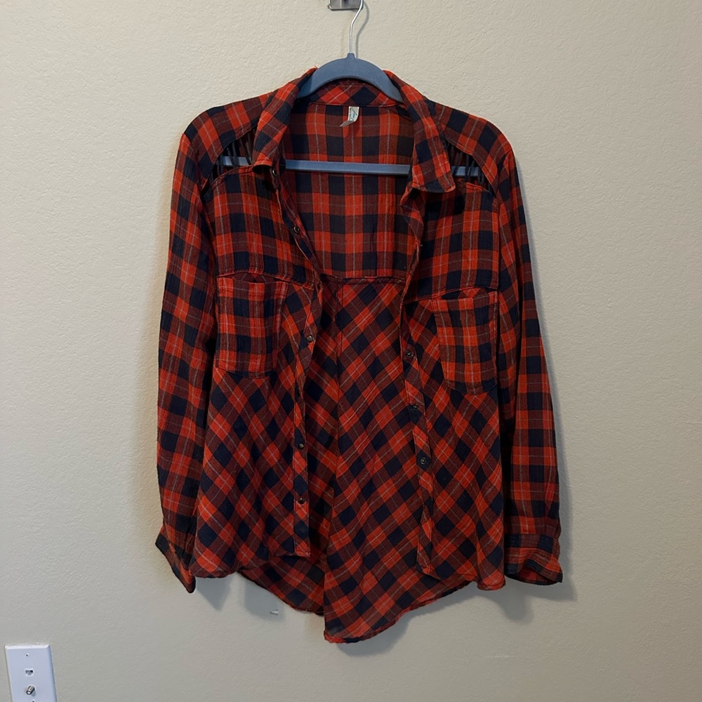 Free People plaid button down